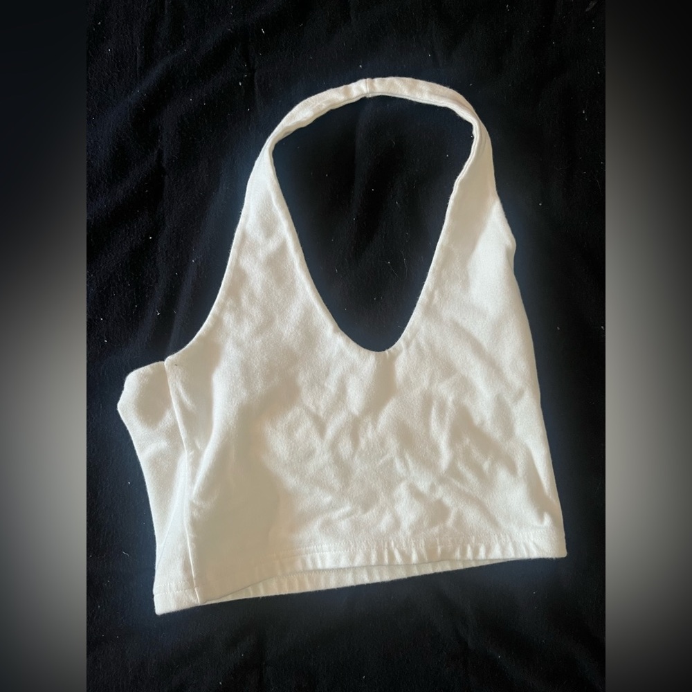 Brandy Melville white cropped halter top